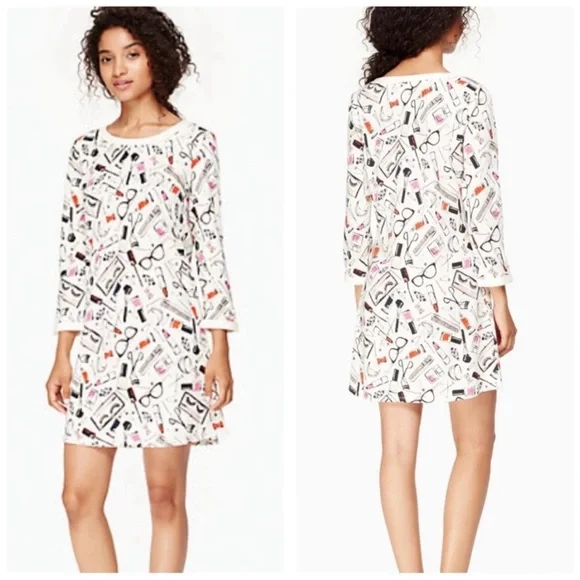 NWT Kate Spade Dream A Little Dream Nightshirt Sz Large Multicolor Lipstick - Picture 1 of 14